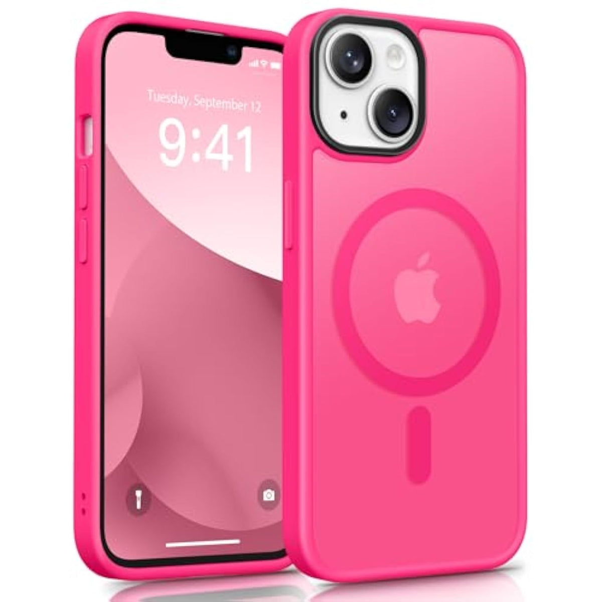 Magnetic For Iphone 14 Case,Compatible With Magsafe,[-Grade Drop Protection][Anti-Fingerprint] Slim Translucent Matte Shockproof Phone Protective Case For Iphone 14 6.1"(Hot Pink)