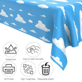 Blue Sky White Clouds Tablecloth, 2 Pcs Disposable Cartoon Clouds Plastic Table Cloth Table Cover For Boys Girls Baby Showers Cartoon Story Birthday Party Supplies, Sky Themed Decorations, 54" X108"