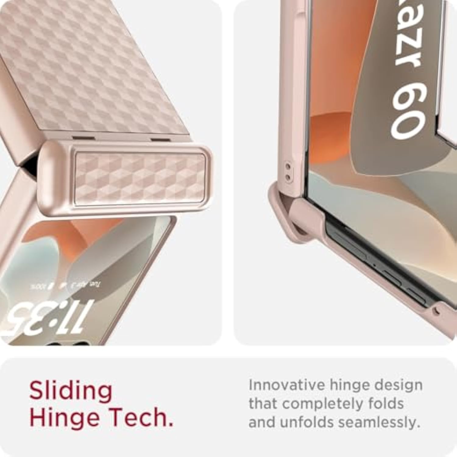 Miimall Hinge Cover for Rugged Case Motorola Razr 2025, [Built-in Camera and Screen Protector][Non-Slip Stylish Texture] Drop-Proof Non-Fingerprint Lightweight Cases for Motorola Razr 60 Bumper, Gold