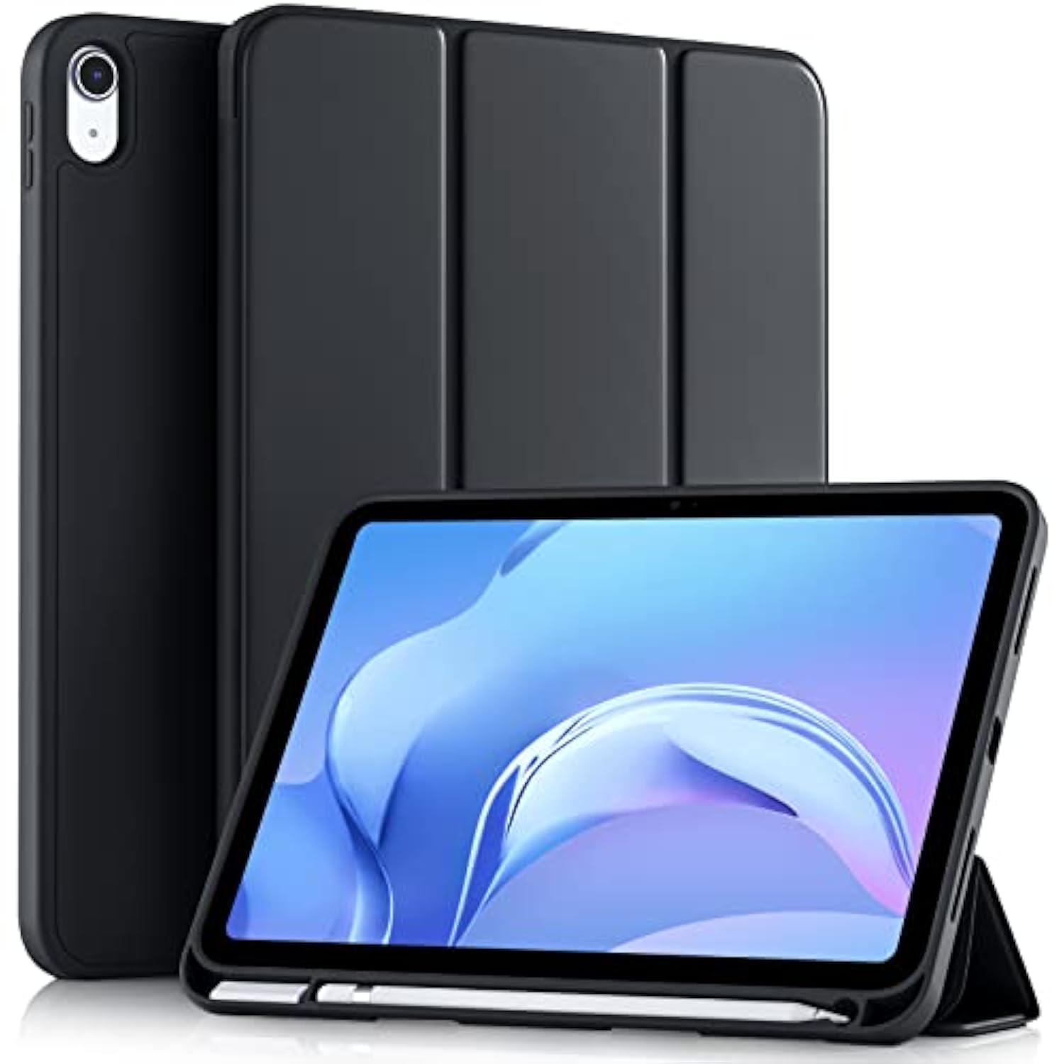Compatible With (A16) 11Th Generation Case 11 Inch 2025, For 10Th Generation Case 10.9 Inch 2022 With Pencil Holder, Slim Trifold Stand Protective Cover With Soft Tpu Back, Black