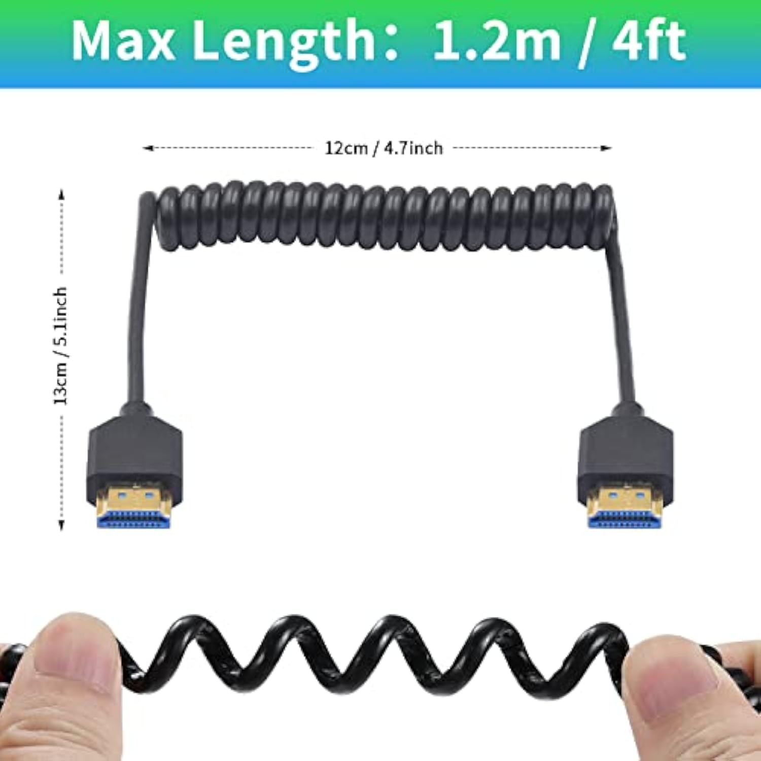 8K Hdmi Coiled Cable, Ultra Hd Hdmi To Hdmi Coiled Cable, Extreme Thin Hdmi 2.