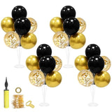 4-Set Black and Gold Balloon Stand Centerpieces for Parties and Celebrations