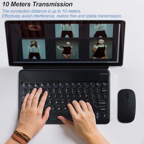 Bluetooth Keyboard And Mouse Combo,Rechargeable Keyboard Mouse Combo,Ultra-Slim Portable Compact Wireless Mouse Keyboard Set For Ipad/Ipad Pro/Ipad Mini/Ipad Air Mac Os,Android Windows Ios(Black)
