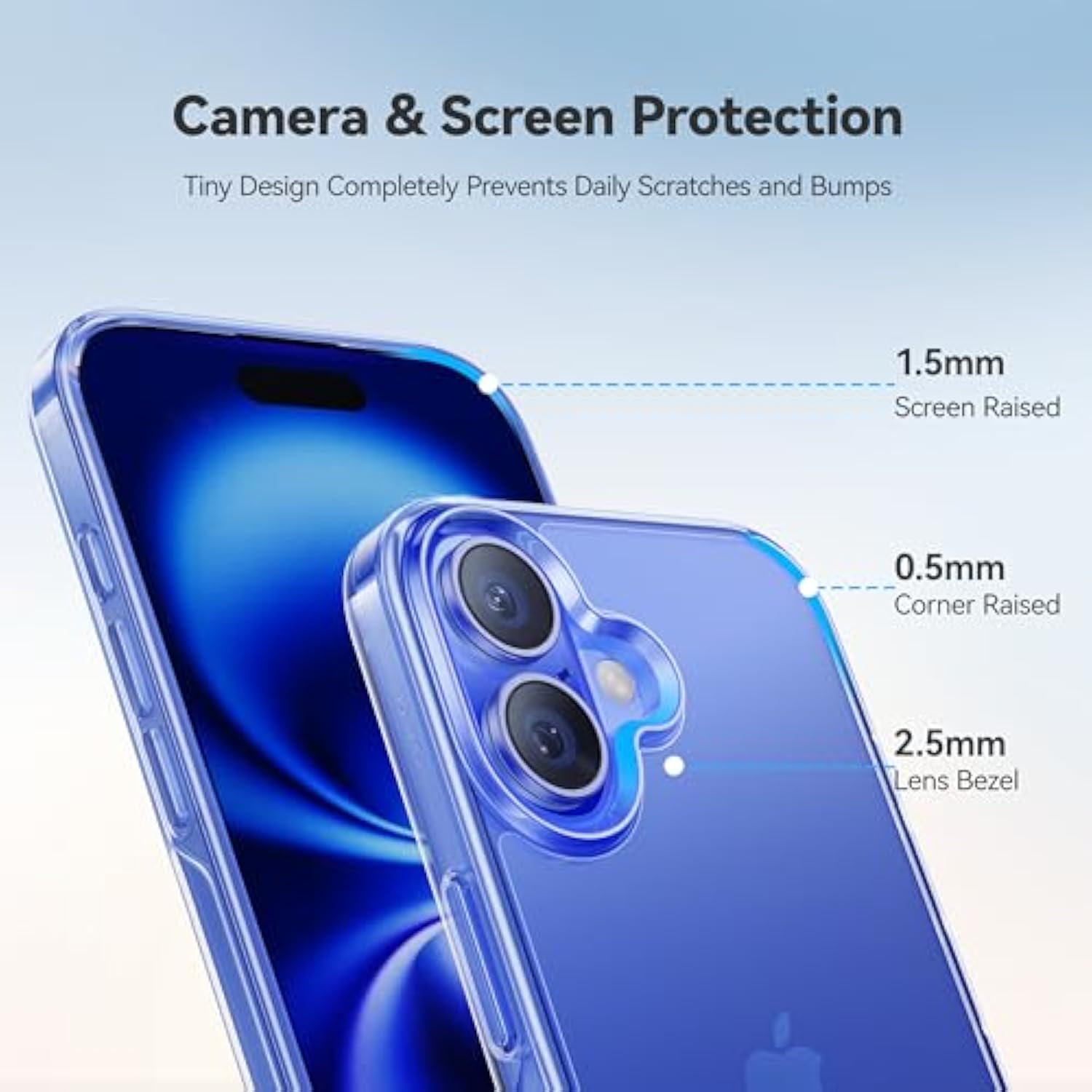 iPhone 16 Case, Clear, Non-Yellow, 12FT Protection, Slim, 6.1", for Women & Men