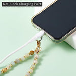 Phone Charm With Beaded Marble, Cell Phone Lanyard With Tether Tab, Phone Chain Strap, Hands-Free Wrist Strap, Phone Strap For Women Compatible With Iphone 14 Pro Max/ 13 Pro Max/ 12 Pro Max/(Green)