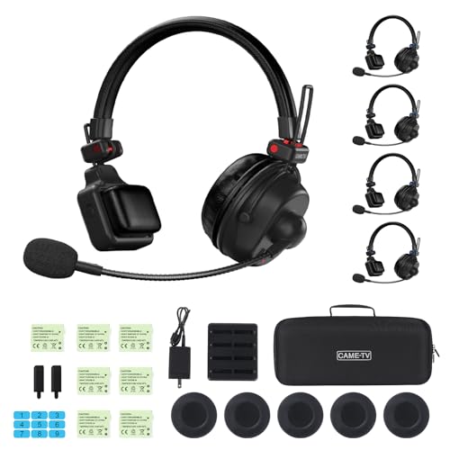Waero-PRO 1.9GHz Wireless Intercom Headset System Noise Cancellation A/B Group 1700ft(518m) Zero Latency Team Communication Headsets for Church