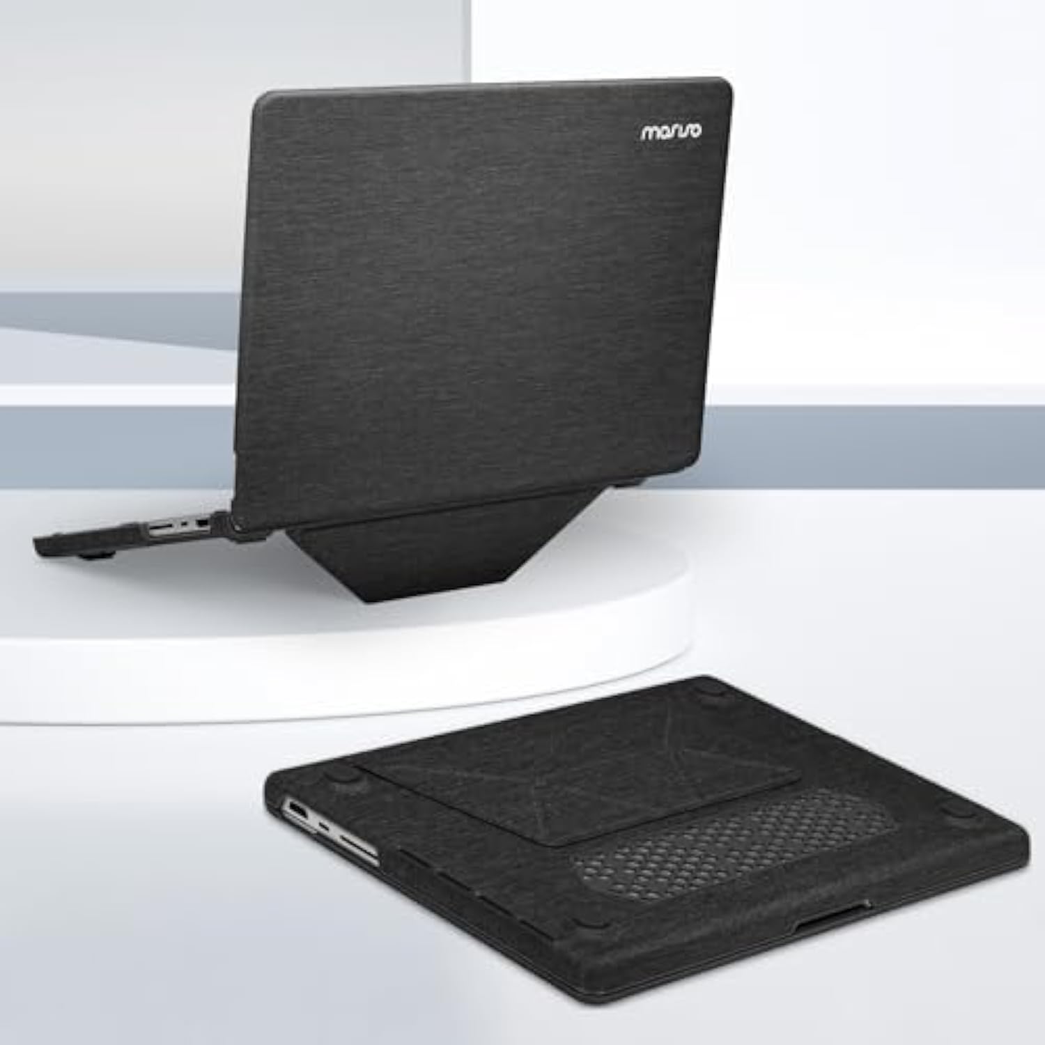 MOSISO Compatible with MacBook Pro 14 inch Case 2025 2024 2023 2022 2021 M4 M3 M2 M1 A3112 A3185 A3401 A2918 A2992 A2779 A2442, Knit Fabric Coated Plastic Hard Case with Fold Kickstand, Black