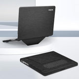 MOSISO Compatible with MacBook Pro 14 inch Case 2025 2024 2023 2022 2021 M4 M3 M2 M1 A3112 A3185 A3401 A2918 A2992 A2779 A2442, Knit Fabric Coated Plastic Hard Case with Fold Kickstand, Black