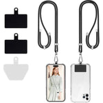 Universal Cell Phone Lanyard, Crossbody Lanyard With Adjustable Nylon Neck Strap Compatible For Every Mobile Phone(2Pack Black+Black)