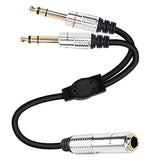 6.35Mm 1/4 Trs Headphone Splitter Cable,1/4 Inch Trs Female To Dual Stereo Male Plug Y Splitter Audio Extension Adapter Cable With Gold Plated For Amplifiers,Guitar And More- 50Cm/1.6Ft