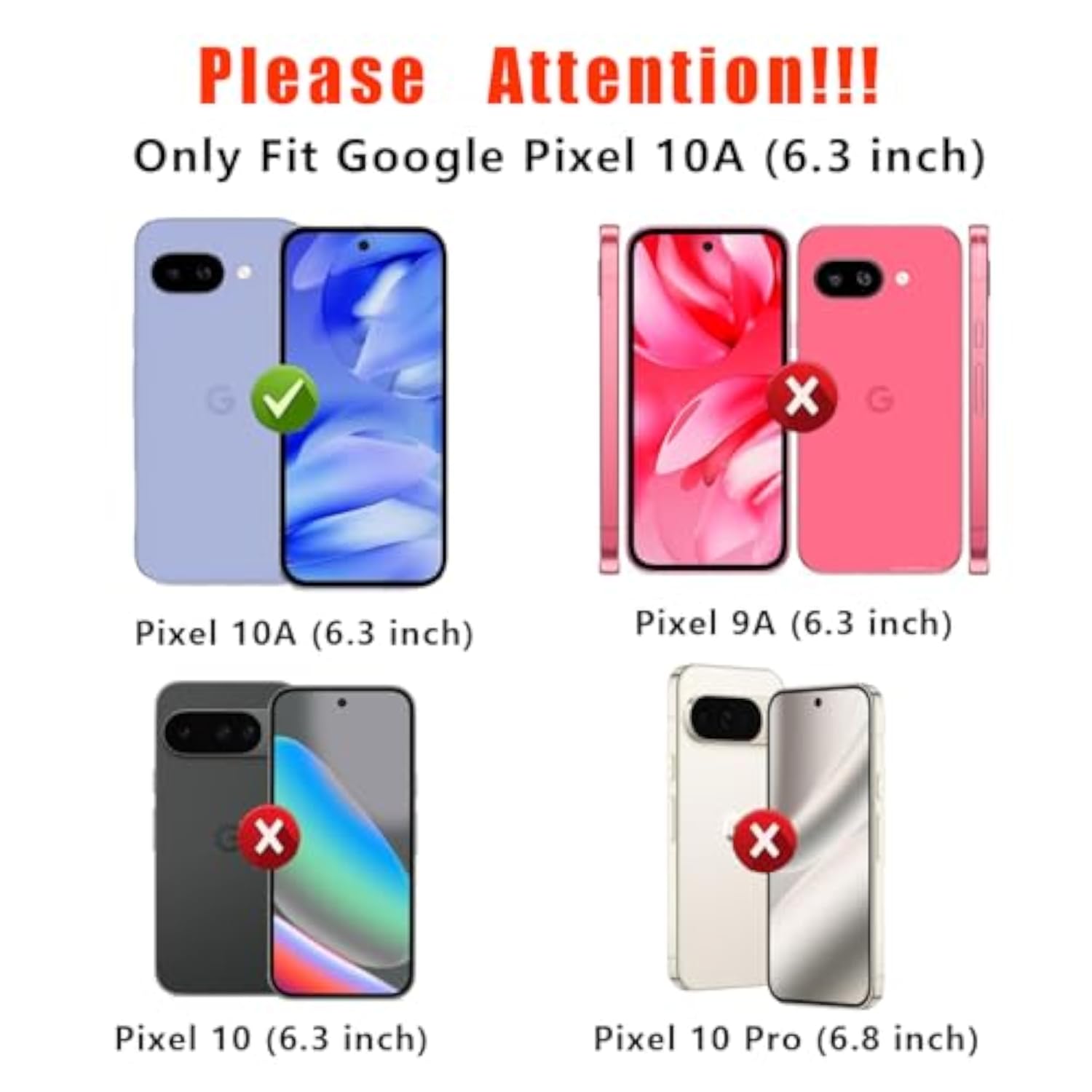 Heavy Duty Rugged Case for Google Pixel 10A with HD Screen Protector, Dual Layer Protective Non-Slip Shockproof Cell Phone Cover, Red