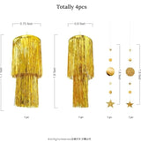 Gold 2-Tier Chandelier Tinsel Ceiling Decor with Stars for Party & Room