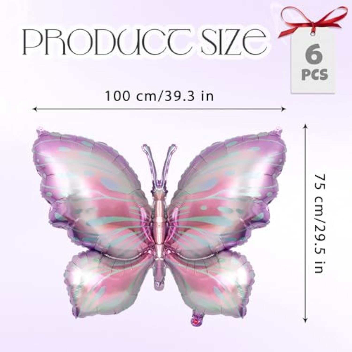 6 Pieces Purple Butterfly Balloons, Butterfly Foil Mylar Balloons,Butterflies Baby Shower Decoration For Butterflies Themed Party Wedding Birthday Party Baby Shower Decorations Supplies(Purple)
