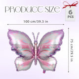 6 Pieces Purple Butterfly Balloons, Butterfly Foil Mylar Balloons,Butterflies Baby Shower Decoration For Butterflies Themed Party Wedding Birthday Party Baby Shower Decorations Supplies(Purple)