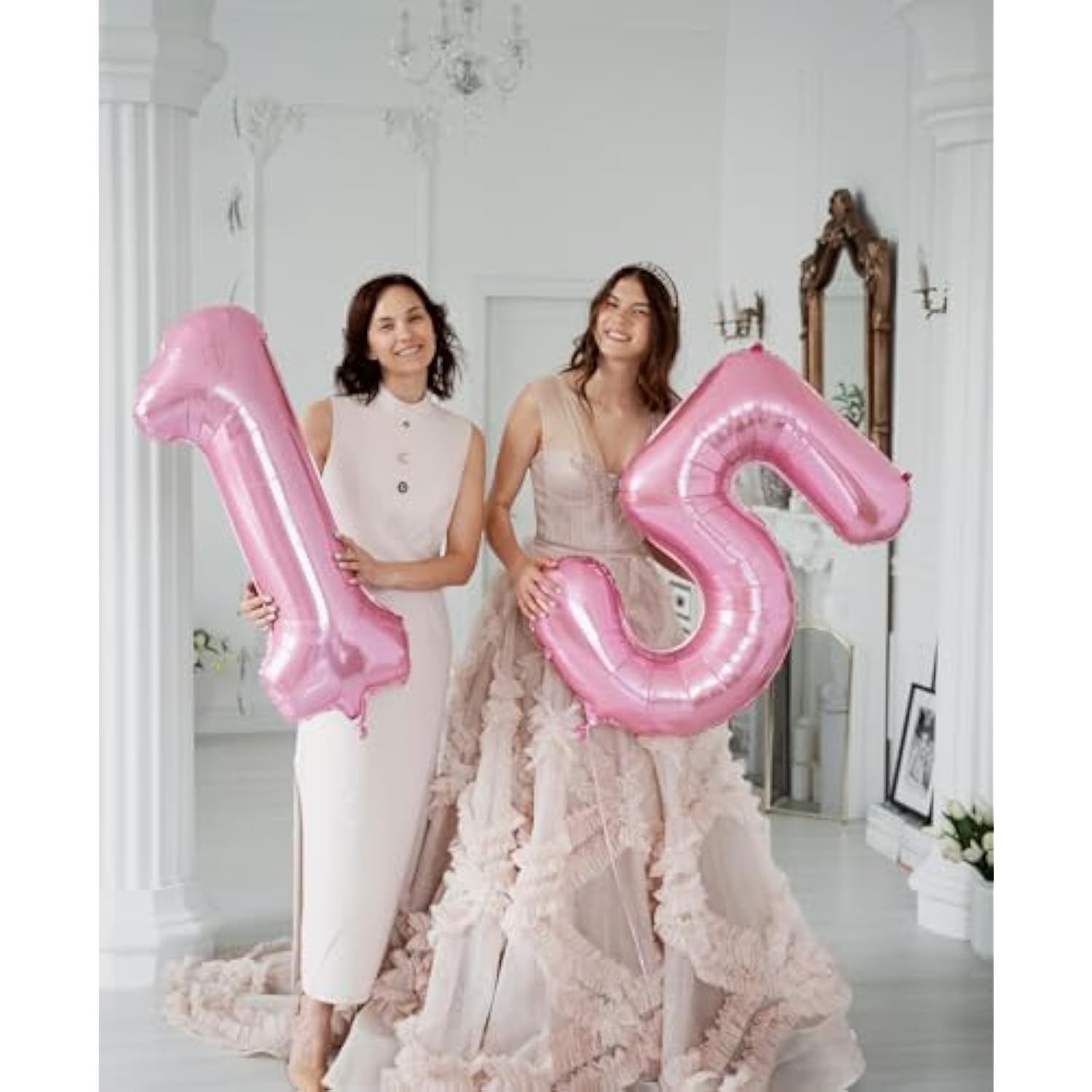 Pastel Pink 1 Balloons, 40 Inch Large Light Pink Foil Number Balloons 0-10, Self-Sealing 1St Birthday Balloon For Girls Women Anniversary Baby Shower Princess Party Decorations Supplies