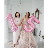Pastel Pink 1 Balloons, 40 Inch Large Light Pink Foil Number Balloons 0-10, Self-Sealing 1St Birthday Balloon For Girls Women Anniversary Baby Shower Princess Party Decorations Supplies