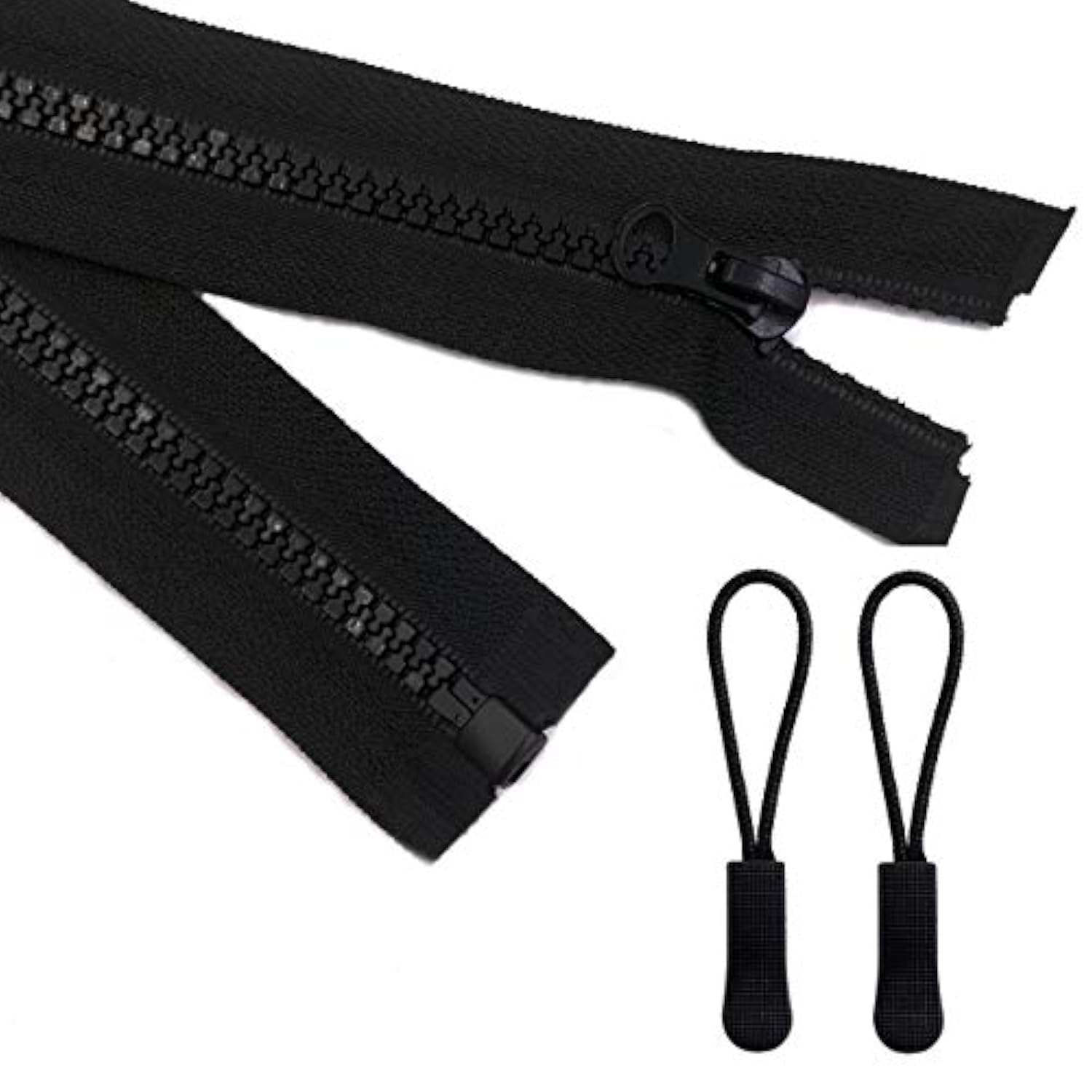 2Pcs 26Inch Separating Bottom Zipper #5 Black Plastic Jacket Zippers W