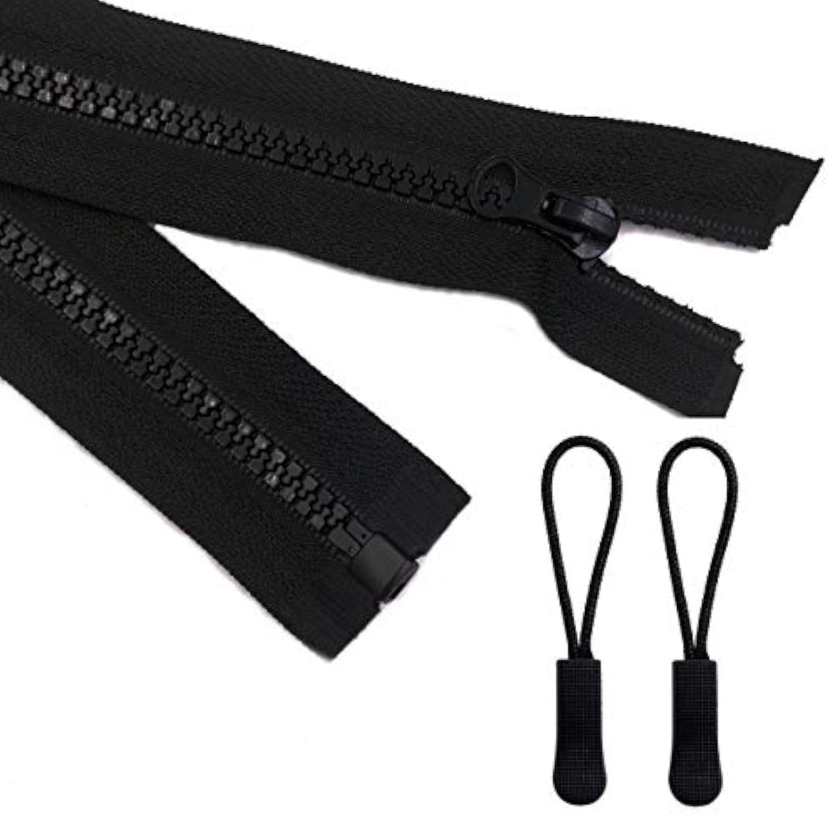2Pcs 26Inch Separating Bottom Zipper #5 Black Plastic Jacket Zippers W