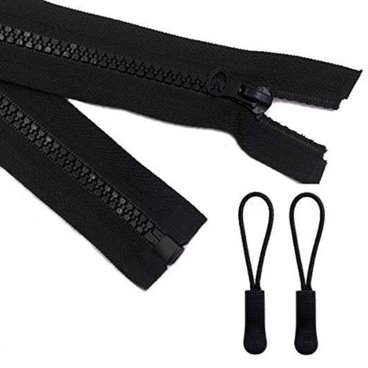 2Pcs 26Inch Separating Bottom Zipper #5 Black Plastic Jacket Zippers W