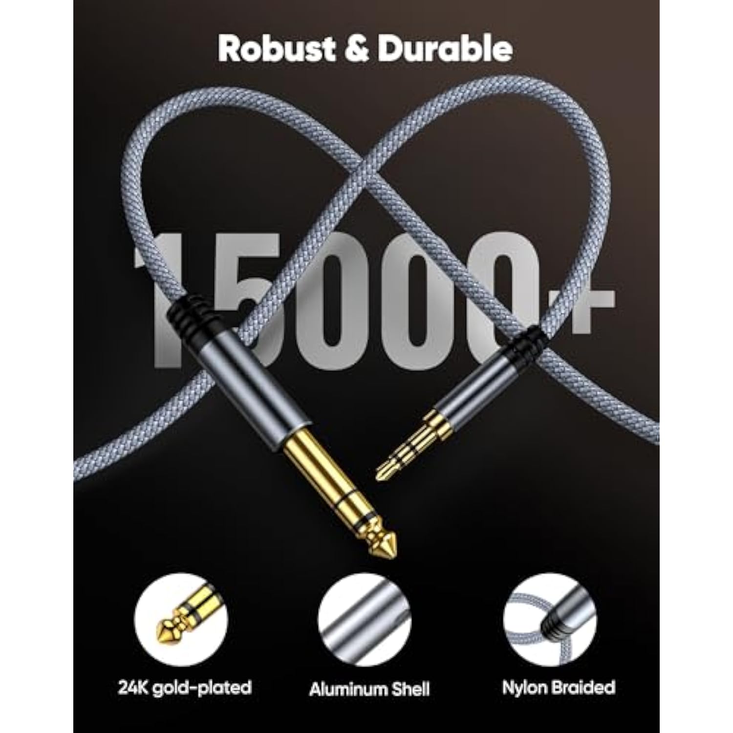 3.5Mm To 6.35Mm Stereo Audio Cable - 6 Ft, 1/4 To 1/8 Trs Bidirectional Stereo Cable For Guitar, Home Theater, Speakers And Amplifiers