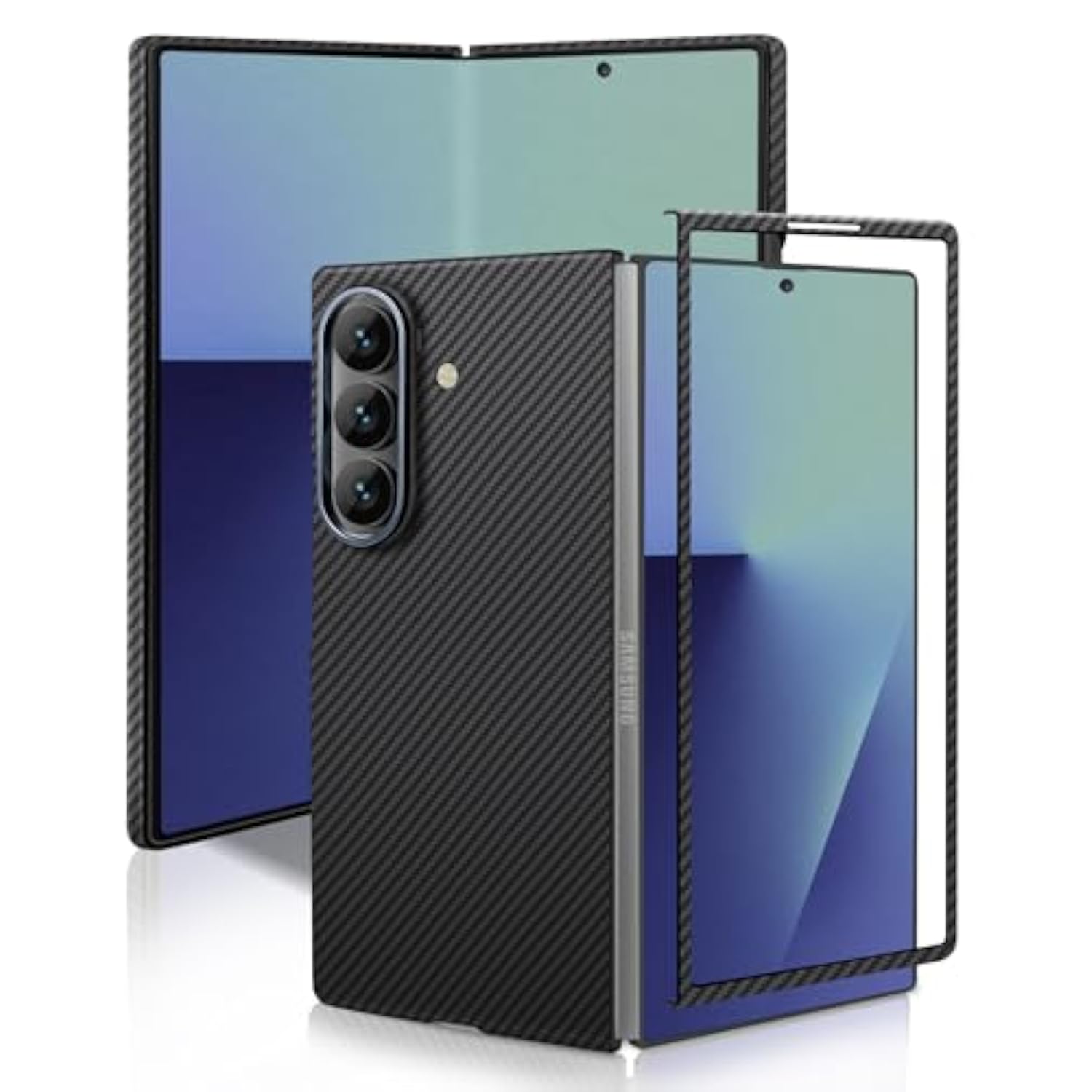 For Samsung Galaxy Z Fold 7 Case, Carbon Fiber Case For Z Fold 7, Ultra Slim & Thin Minimalist Protective Phone Cover, No-Case Feeling, Sturdy 600D Aramid For Support Wireless Charging (Matte Black)