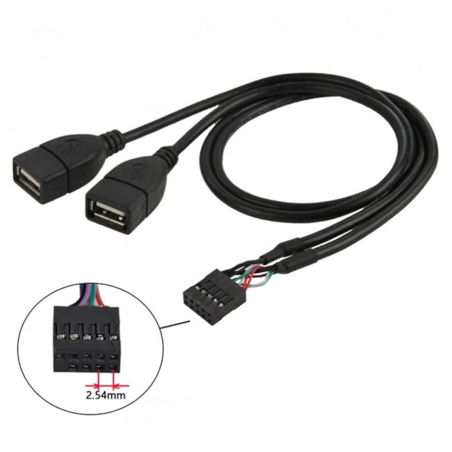 Usb 10 Pin 9Pin Motherboard Female Header To Dual Usb 2.0 Female Adapter Cable 50Cm