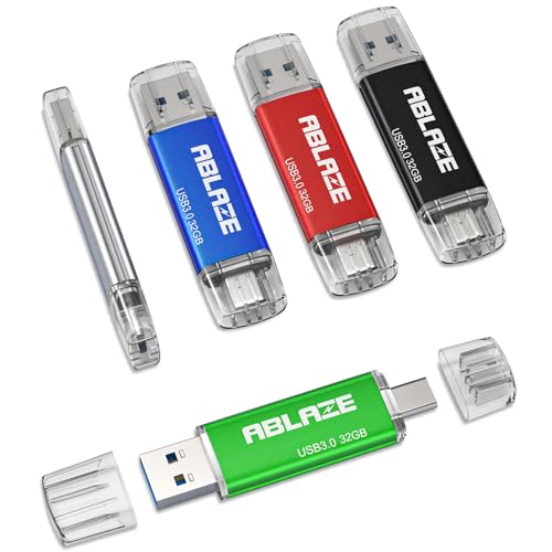 Type C Flash Drive 32Gb 5 Pack, Dual Usb 3.0+Usb C Flash Drive Compatible With Iphone 16/15, Android Smartphone, Computer,Tablet Mac Laptop (5 Pack)