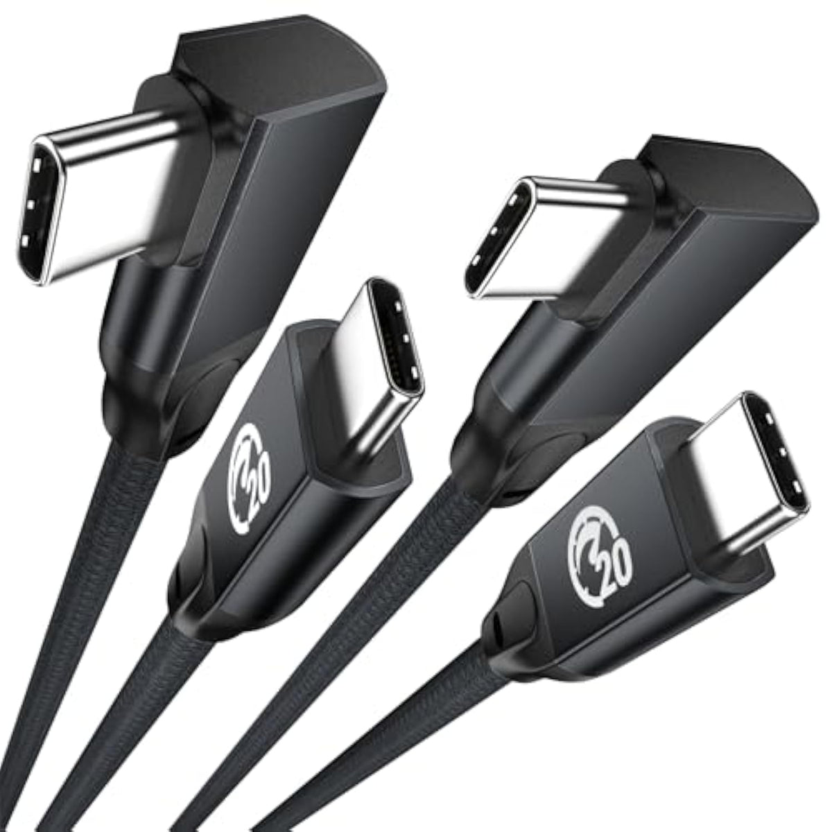 Usb C To Usb C Cable 100W 15Ft(2 Pack), Right Angle Usb 3.2 Gen2X2 20Gbps Data