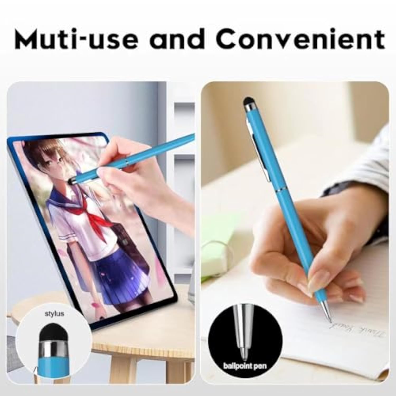 15-Pack 2-in-1 Stylus & Ballpoint Pens for Touchscreens Phones Tablets Kindle