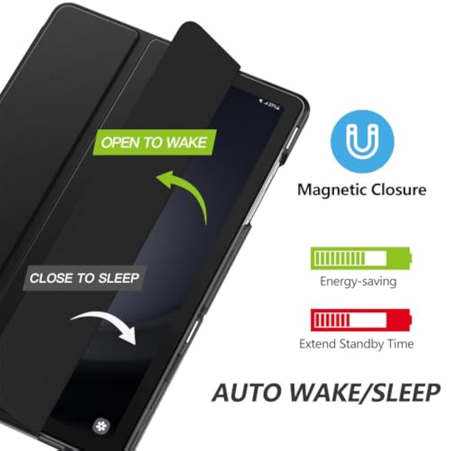 Moko Case For Galaxy Tab A9+/A9 Plus 11 Inch 2023, Slim Stand Protective Smart Cover With Hard Pc Translucent Back Shell For Tab A9 Plus Tablet (Smx210/X216/X218), Auto Wake/Sleep, Black