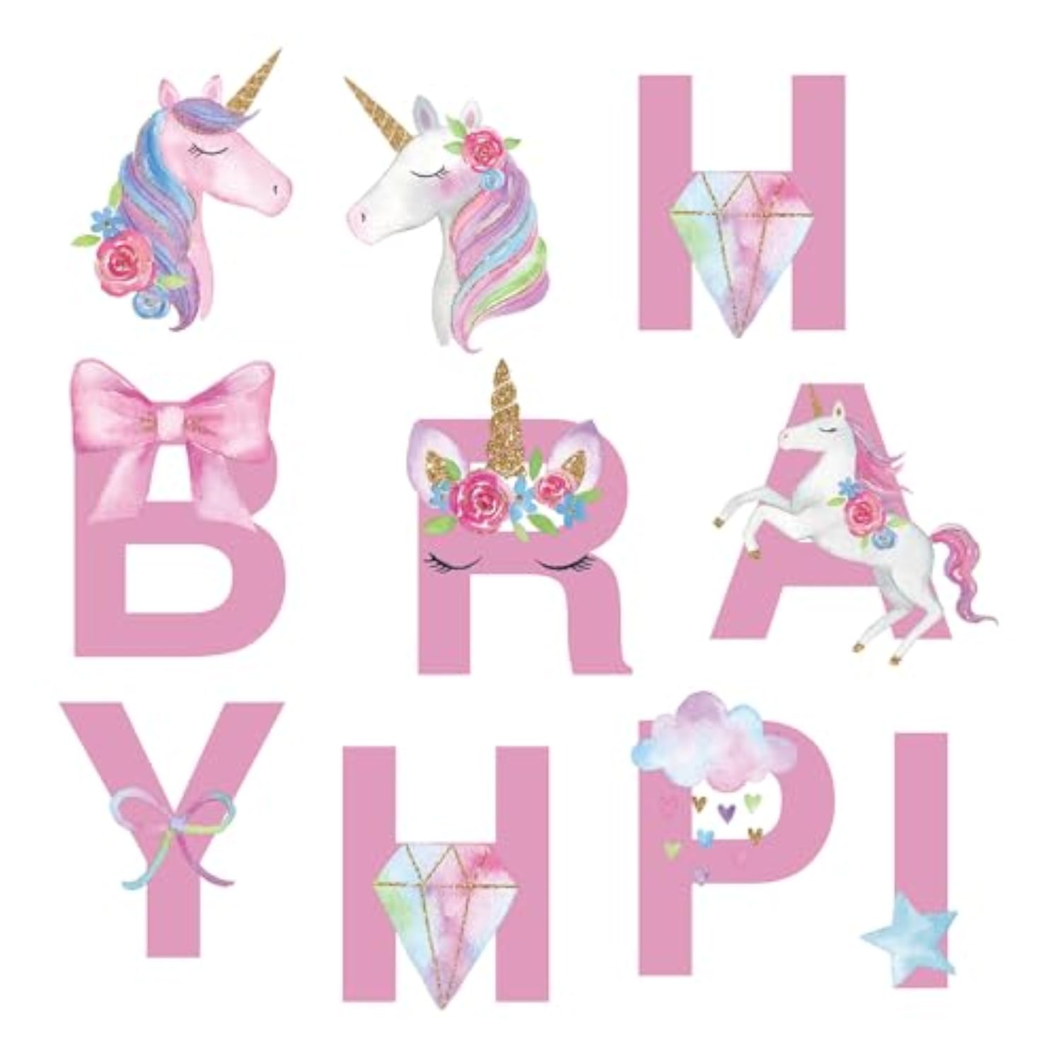 Unicorn Happy Birthday Banner/Unicorn Party Supplies Decorations For K