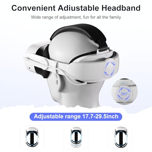 Head Strap With Battery Compatible With Meta/Oculus Quest 3/ 3S, 10000Mah Fast Charging Detachable Battery Pack Extend 5-7H Playtime, Adjustable Elite Strap Enhanced Support & Balance In Vr