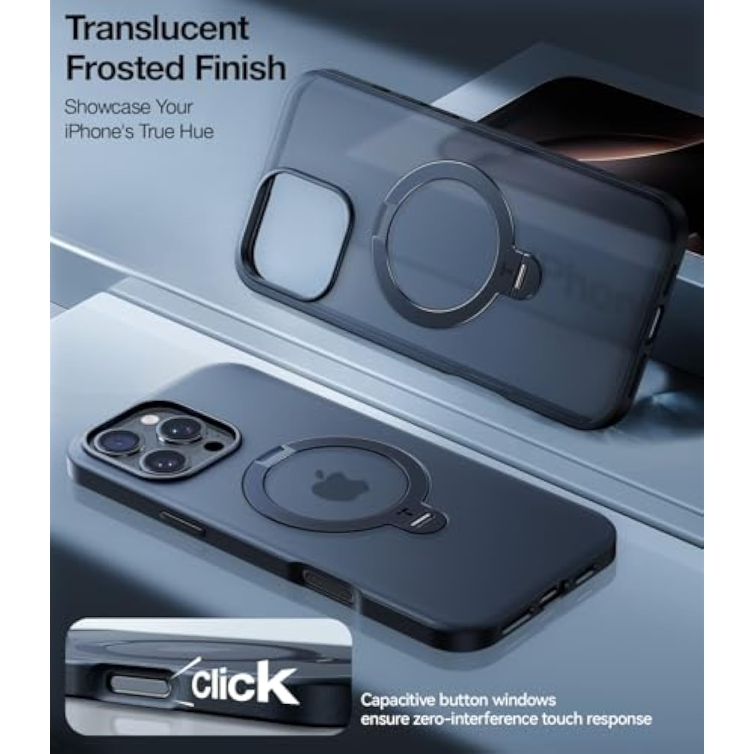 360° Spin Magnetic Stand iPhone 16 Pro Max Case, MagSafe Compatible, Black 6.9"