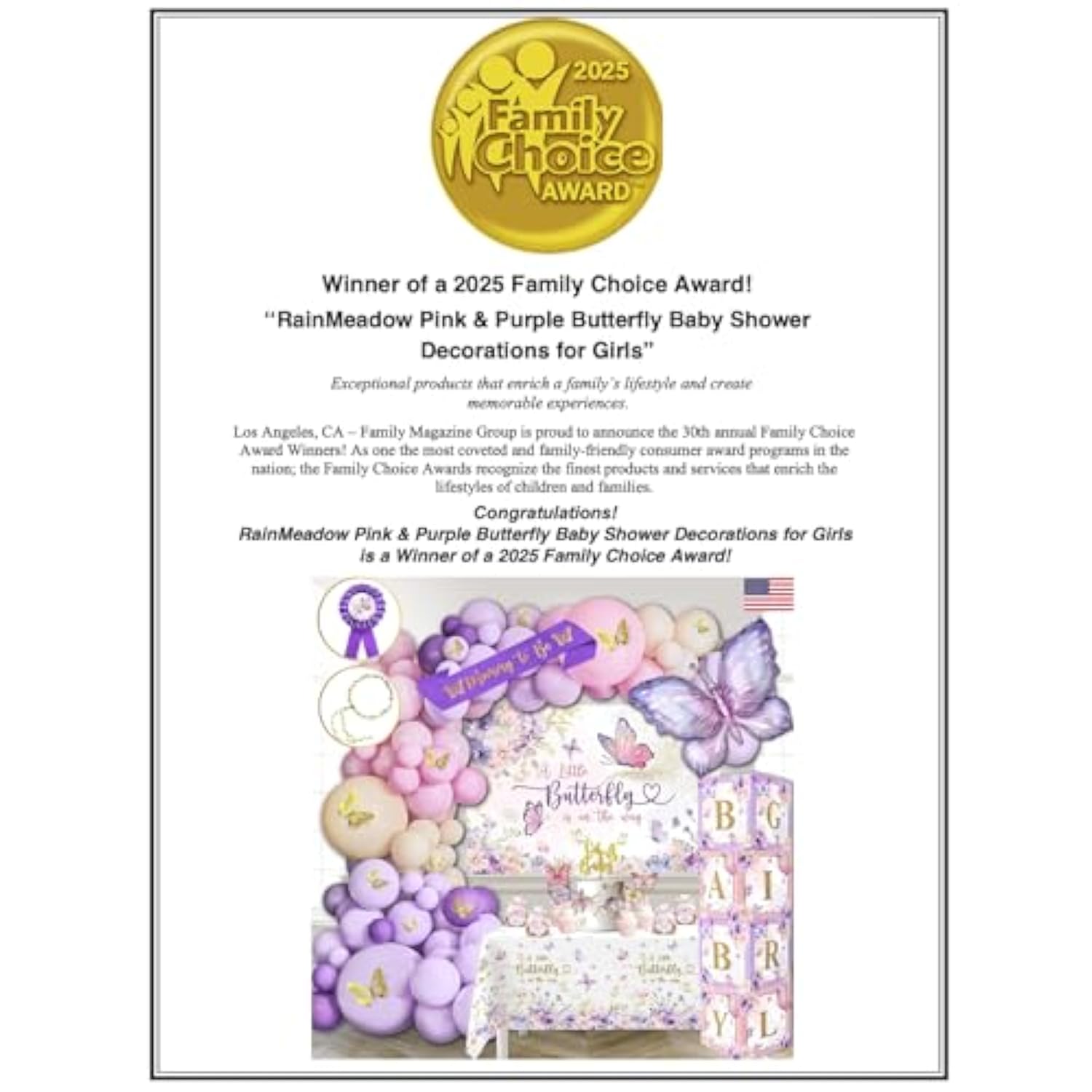 195 Pc Butterfly Baby Shower Decorations For Girl With Pink And Purple Butterfly Balloon Arch Kit, Baby Girl Boxes, Backdrop, Tablecloth, Sash, Cake And Cupcake Toppers, Crown And More