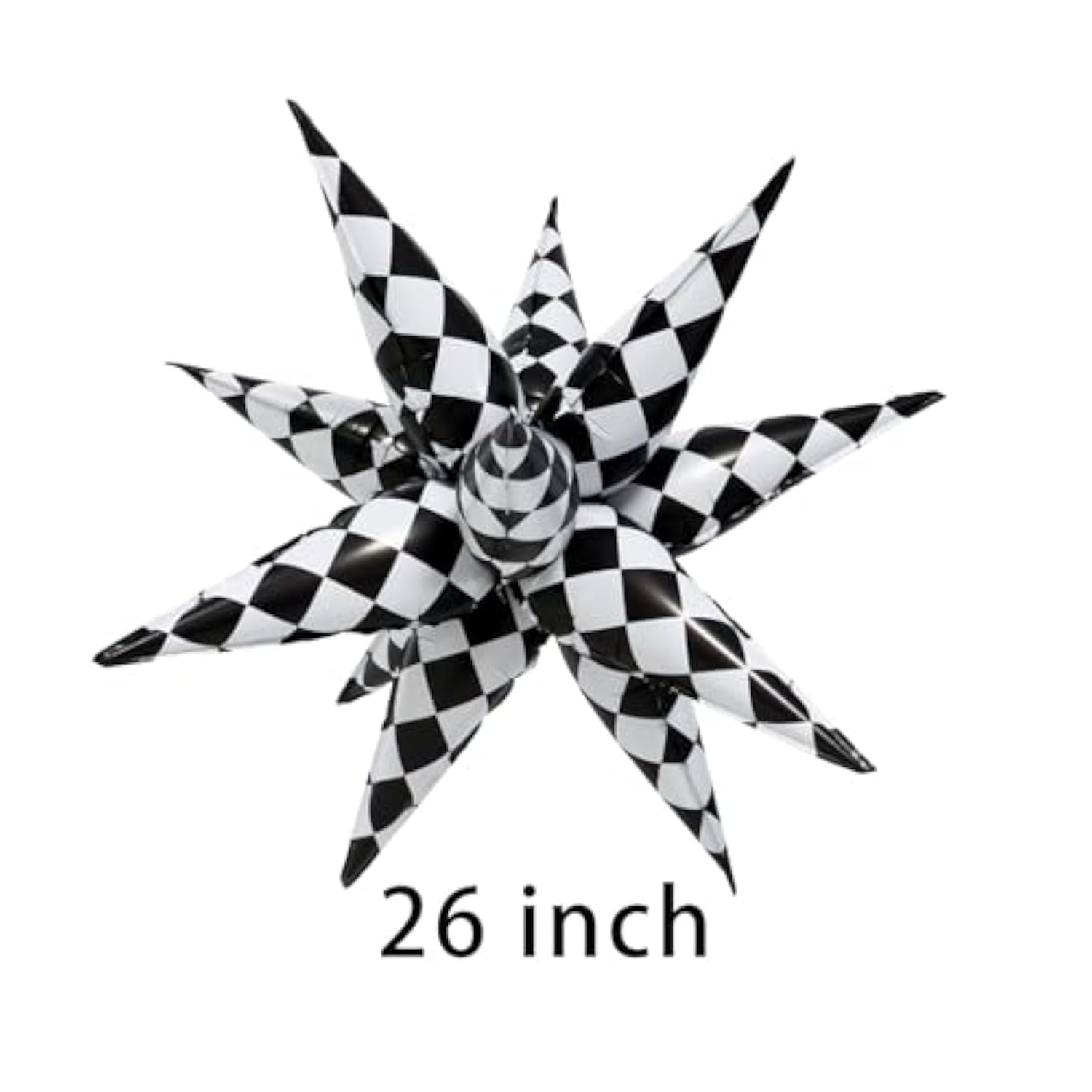 4-Piece 26-Inch Black White Checked Balloons for Party and Racing Decor