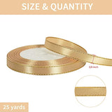 3/8 Inch X 25 Yds Thin Gold And Gold Satin Ribbon With Gold Edges Bord