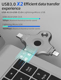 Usb3.0 4-In-1 Fingerprint Encrypted Usb Flash Drive For Iphone Usb Memory Stick Thumb Drives High Speed Usb Stick,Photo Stick External Storage For Iphone/Ipad/Android/Pc