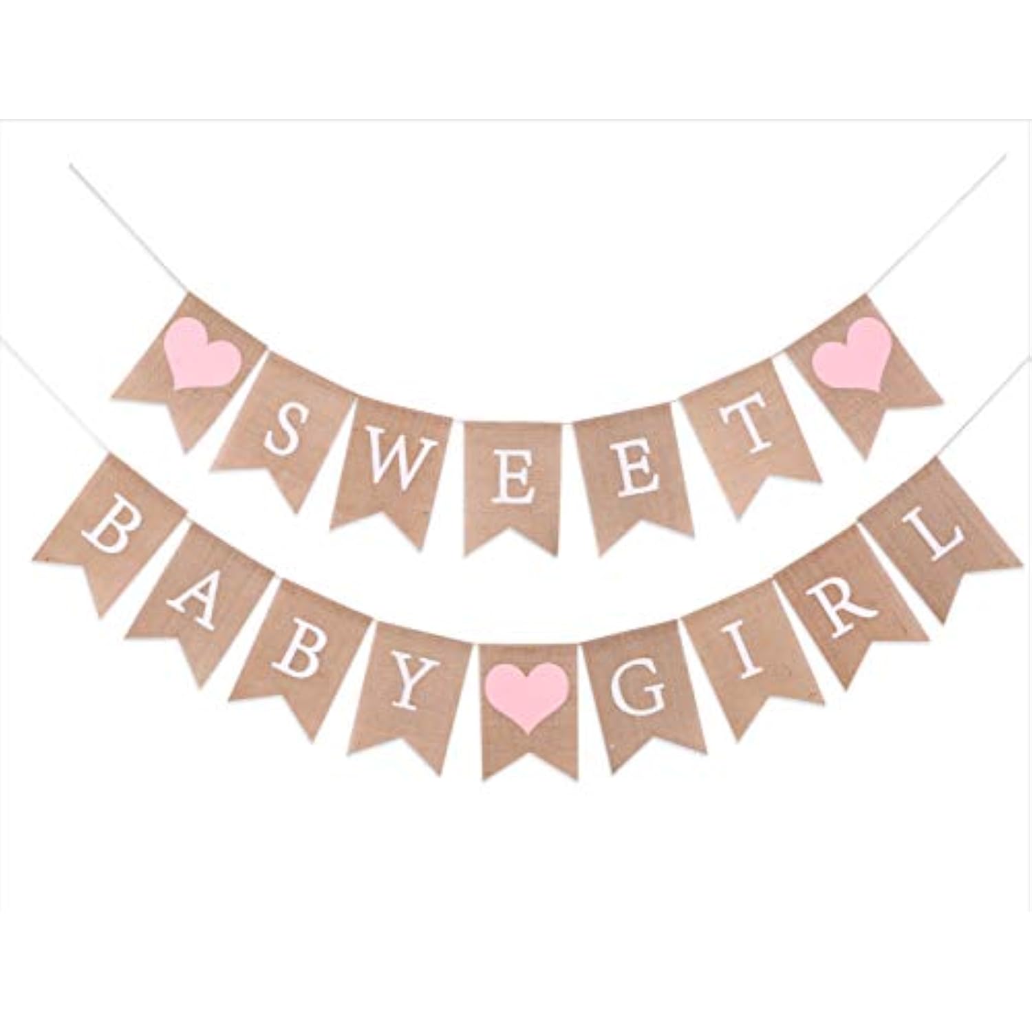 Sweet Baby Girl Burlap Banner, Rustic Baby Shower Decor, Photo Props (Pink)