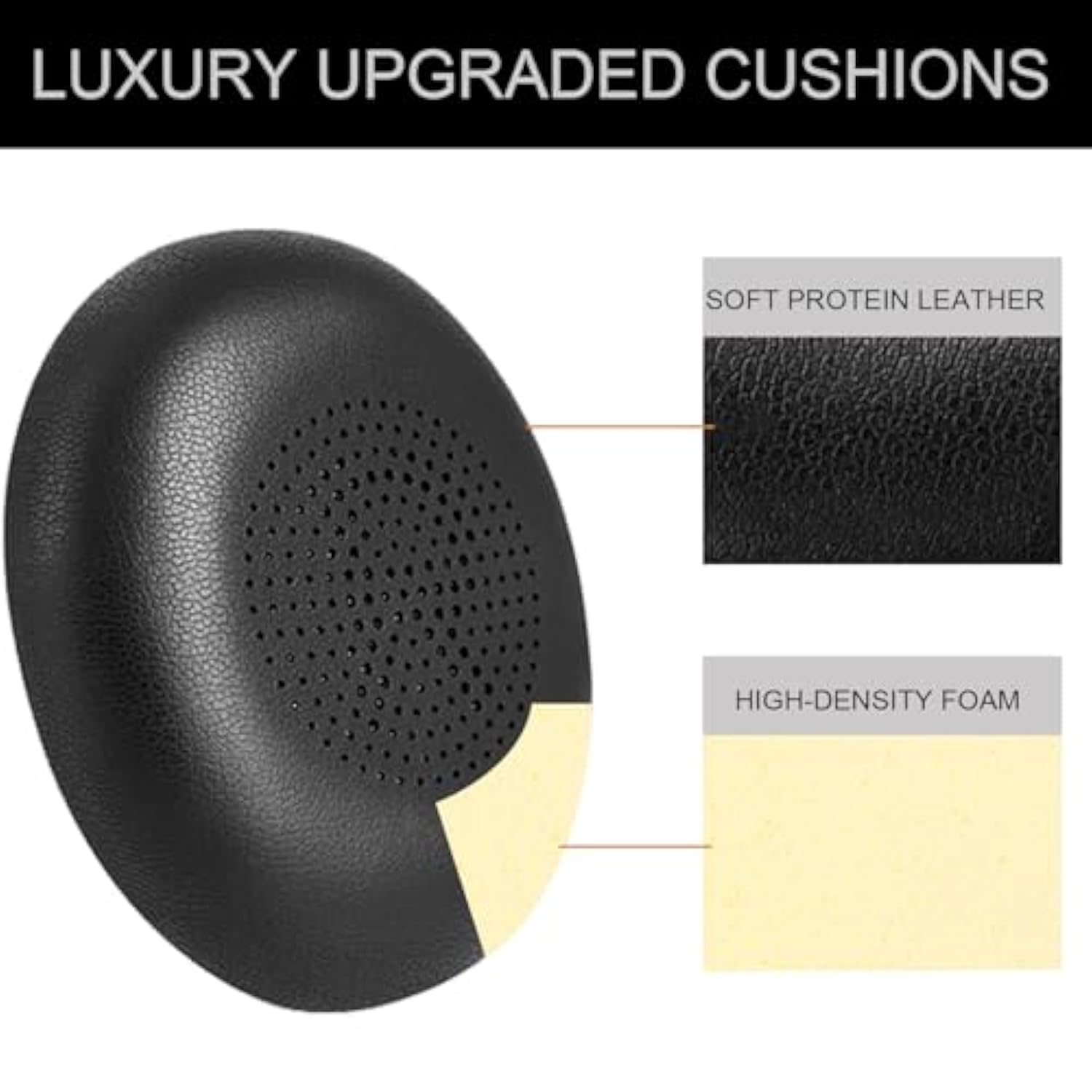Replacement Earpads For Jabra Evolve2 65 (65Ms 65Uc Usb)/Evolve2 40 (40Uc 40Ms Usb)/Elite 45H On-Ear Wireless Headset, Headphone Ear Pads Cushions With Softer Protein Leather