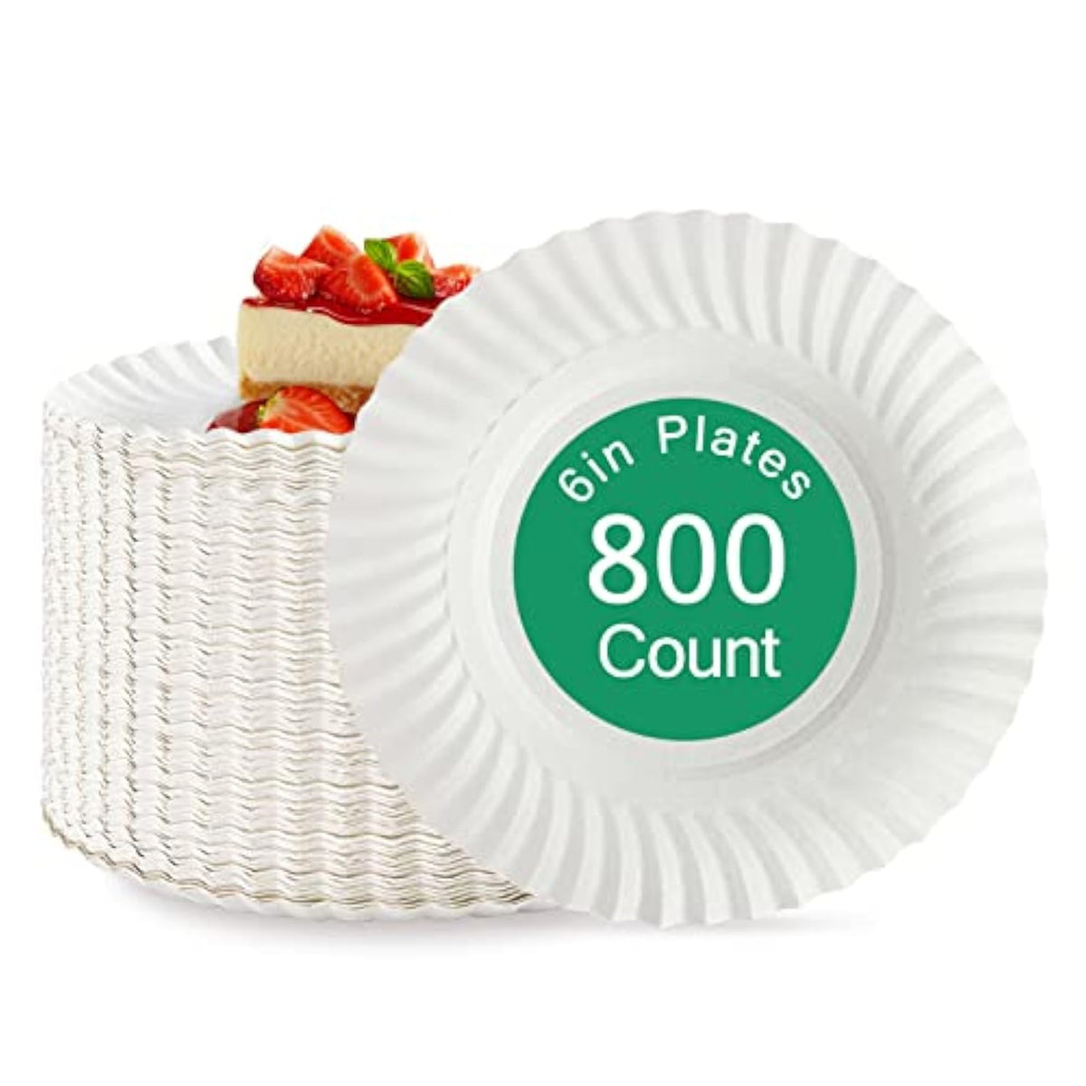 800Pack 6-Inch White Uncoated Disposable Paper Plates Small Dessert Plates