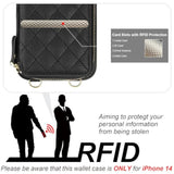 iPhone 14 Crossbody Wallet Case RFID PU Leather Card Holder Black