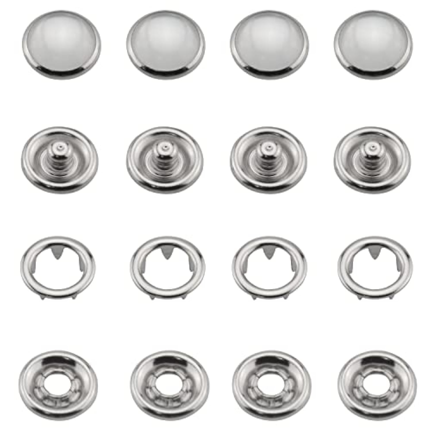 Pearl Snap Button 30 Sets 10Mm White Pearl Snap Buttons Metal Ring Sna