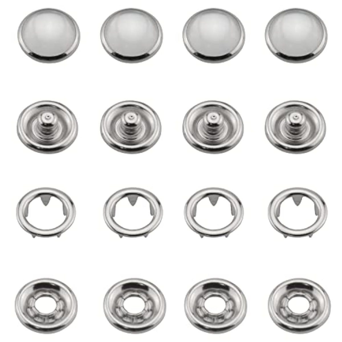 Pearl Snap Button 30 Sets 10Mm White Pearl Snap Buttons Metal Ring Sna
