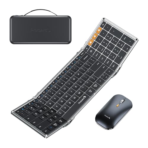 Foldable Keyboard And Mouse, Xkm01 True Full-Size Folding Wireless Keyboard Mouse Combo For Business Travel, A Portable Office Suite On-The-Go, Compatible With Laptop Ipad Tablet - Black Gray