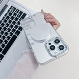 Miagon Mirror Magnetic Case For Iphone 14 Pro Max,Cover [Compatible With Magsafe] Makeup Mirror Effect Bright Reflection Plating Bumper Back Rubber Phone Case