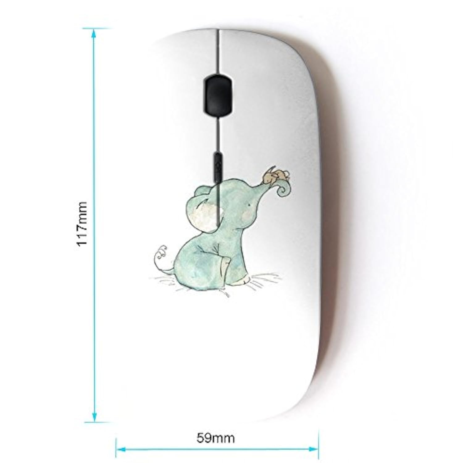 [ Optical 2.4G Wireless Mouse [ Cute Baby Elephant Blue Sweet White Blue ]