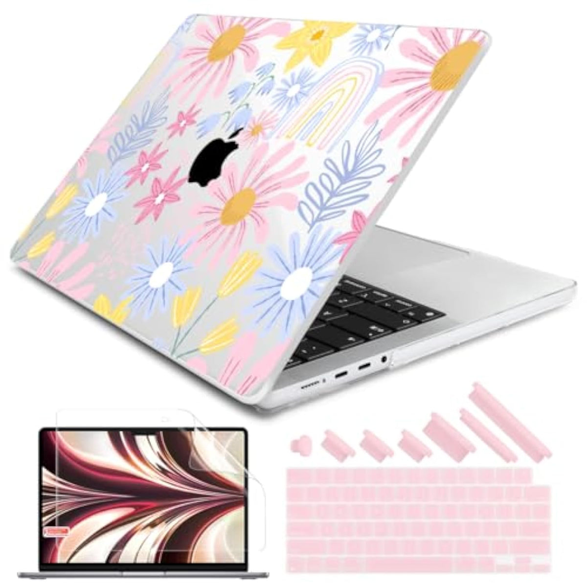 For M4 Macbook Pro 14 Inch Case 2024 2023 2021 A3112 A3401 A3185 M3 A2918 A2992 M2 A2779 M1 A2442 Pro Max With Retina Xdr Display & Touch Id, Plastic Hard Shell Cover, Florals
