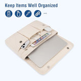 MOSISO 13-14 inch Laptop Case, 13.3 inch Puffy Laptop Sleeve Compatible with MacBook Air 13 13.6/Pro 13/Pro 14, HP Dell Lenovo, Vertical Rectangle Quilted Flap Computer Bag with Handle&Pockets, Sand