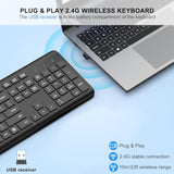 Wireless Keyboard, 2.4G Full-Sized Cordless Usb Silent Computer Keyboard, Ergonomic Tilt Angle, Sleep Mode, Long Battery Life, For Windows, Mac Os Laptop/Pc/Desktop/Notebook