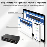 8-Port Gigabit Easy Smart Managed Ethernet Switch | Plug & Play Network Hub With Vlan, Qos, Port Mirroring | Fanless Design | Desktop/Wall Mount For Home/Office